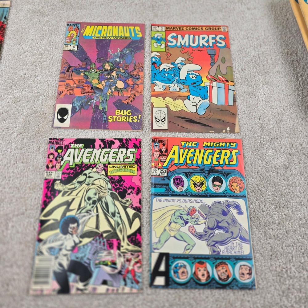 Marvel Comic Book Lot 4ct Smurfs Micronauts Avengers 239 253 Copper Age 1980s